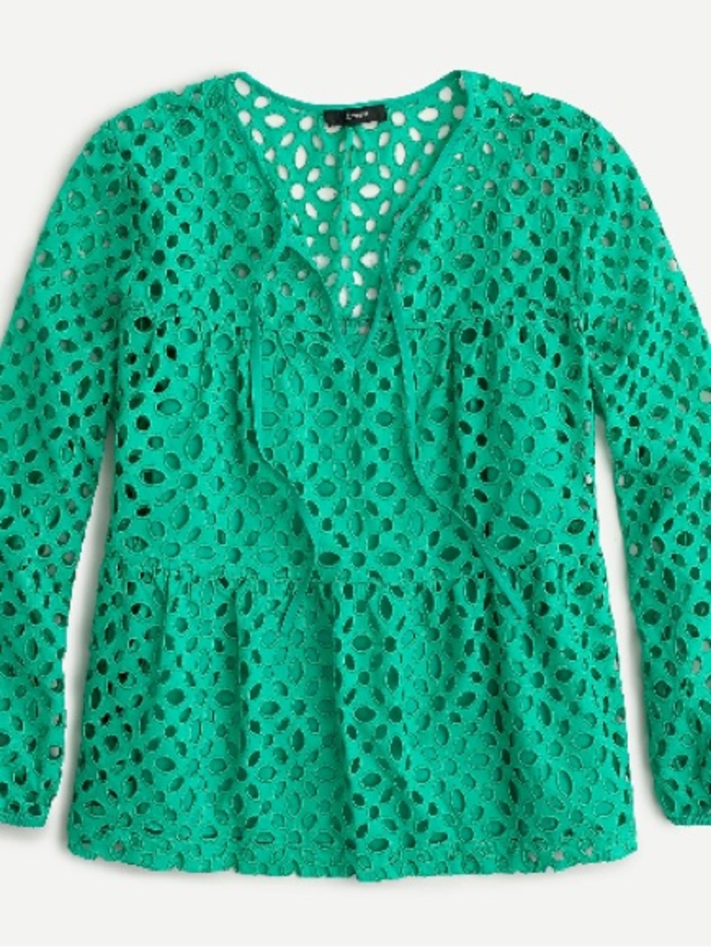 J. Crew Emerald Green Eyelet Peplum Tunic